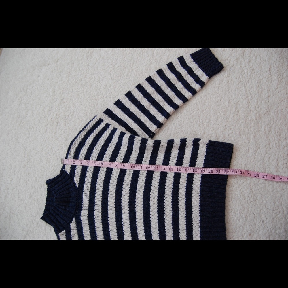 Eskander Striped mock neck linen sweater navy blue - Picture 2 of 5